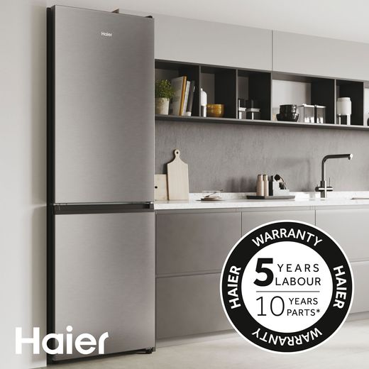 Haier Integrated 50/50 Frost Free Fridge Freezer with Sliding Door Fixing Kit - White - Annotation - 5yr warranty